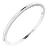 14K White Gold 1 mm Half Round Band Size 7.5