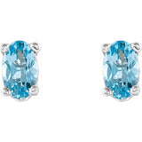 14K White Gold Natural Aquamarine Scroll Setting® Stud Earrings