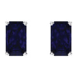 14K White Gold Lab-Grown Blue Sapphire Scroll Setting® Earrings