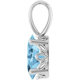14K White Gold Natural Sky Blue Topaz Pendant