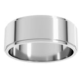 14K White Gold 7 mm Stepped-Edge Flat Band Size 10