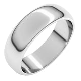 14K White Gold 6 mm Half Round Band Size 7.5