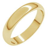 14K Yellow Gold 4 mm Half Round Band Size 9.5
