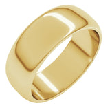 14K Yellow Gold 7 mm Half Round Band Size 9.5