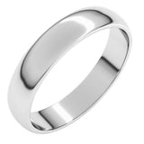 10K White Gold 4 mm Lightweight Half Round Band Size 7.5