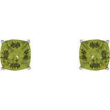 14K White Gold Natural Peridot Scroll Setting® Earrings
