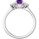 14K White Gold Natural Amethyst & 1/6 CTW Lab-Grown Diamond Ring