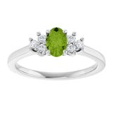 Sterling Silver Natural Peridot & 1/8 CTW Lab-Grown Diamond Ring