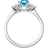 Sterling Silver Natural Aquamarine & 1/6 CTW Lab-Grown Diamond Ring