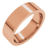 14K Rose Gold 6 mm Comfort-Fit Flat Band Size 10.5