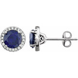 Sterling Silver Lab-Grown Blue Sapphire & 1/8 CTW Lab-Grown Diamond Earrings
