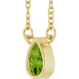 14K Yellow Gold Natural Peridot 18" Necklace