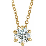 14K Yellow Gold 5/8 CT Lab-Grown Diamond Solitaire 16-18" Necklace