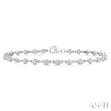 1 Ctw Bezel Set Round Cut Diamond Station Bracelet in 14K White Gold