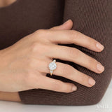 3/4 Ctw Round and Baguette Diamond Lovebright Engagement Ring in 14K Yellow and White gold