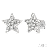 1/10 Ctw Star Round Cut Diamond Petite Fashion Earrings in 10K White Gold