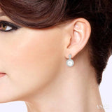 6 MM Cultured Pearl and 1/3 ctw Single Cut Diamond Earrings in 14K White Gold