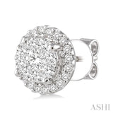 1/2 Ctw Lovebright Round Cut Diamond Earrings in 14K White Gold