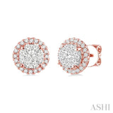 1/2 ctw Lovebright Round Cut Diamond Earrings in 14K Rose and White Gold