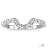 1/10 ctw Curved Center Round Cut Diamond Wedding Band in 14K White Gold