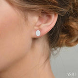 1/2 Ctw Oval Shape Lovebright Round Cut Diamond Bezel Stud Earrings in 14K White Gold
