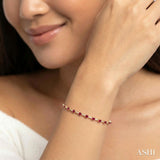 2.5 MM Round Cut Ruby and 1/2 Ctw Round Cut Diamond Precious Bracelet in 10K Yellow Gold