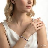 4x3 MM Oval Cut Sapphire and 1/3 Ctw Round Cut Diamond Precious Bracelet in 10K White Gold
