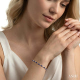4x3 MM Oval Cut Sapphire and 1/3 Ctw Round Cut Diamond Precious Bracelet in 10K White Gold