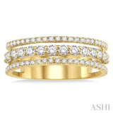 3/4 Ctw Round Cut Diamond Split Triple Band in 14K Yellow Gold