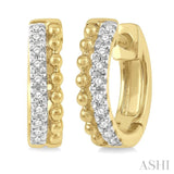 1/10 Ctw Circular Bead & Round Cut Diamond Huggie Petite Earrings in 10K Yellow Gold