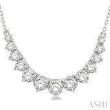1 Ctw Graduated Round Cut Diamond Smile Necklace in 14K White Gold