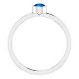 14K White 4 mm Natural Blue Sapphire Ring