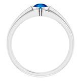 14K White Lab-Grown Blue Sapphire Ring