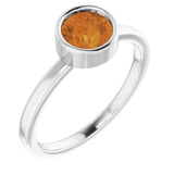 Platinum 6 mm Natural Citrine Ring