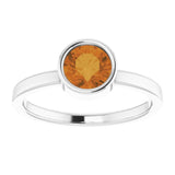 Platinum 6 mm Natural Citrine Ring