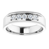 14K White 3/8 CTW Natural Diamond Milgrain Band