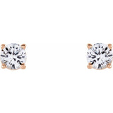 14K Rose 4 mm Natural White Sapphire Stud Earrings
