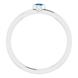 Rhodium-Plated Sterling Silver 3 mm Natural Blue Sapphire Ring