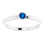 Rhodium-Plated Sterling Silver 3 mm Natural Blue Sapphire Ring