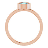 14K Rose 5.5 mm Natural Aquamarine Ring