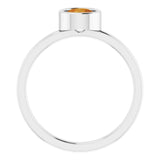 Platinum 5.5 mm Natural Citrine Ring