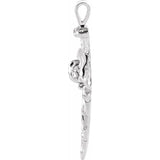 14K White Nail Design Cross Pendant