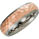 Titanium & 18K Rose Gold-Plated Inlay 7 mm Beveled-Edge Band Size 9.5