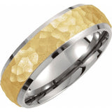 Titanium & 18K Yellow Gold-Plated Inlay 7 mm Beveled-Edge Band Size 11.5