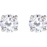 Sterling Silver 4 mm Imitation White Cubic Zirconia Earrings