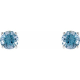 14K White 5 mm Natural Aquamarine Stud Earrings