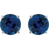 14K White 5 mm Natural Blue Sapphire Stud Earrings