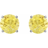 14K White 4 mm Natural Yellow Sapphire Stud Earrings