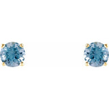 14K Yellow 5 mm Natural Aquamarine Stud Earrings