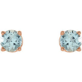 14K Rose 2.5 mm Natural Aquamarine Stud Earrings